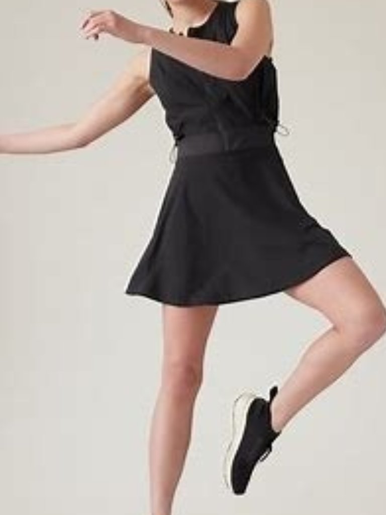 Athleta Venture Out Dress Built In Shorts Black Size 8 Tall